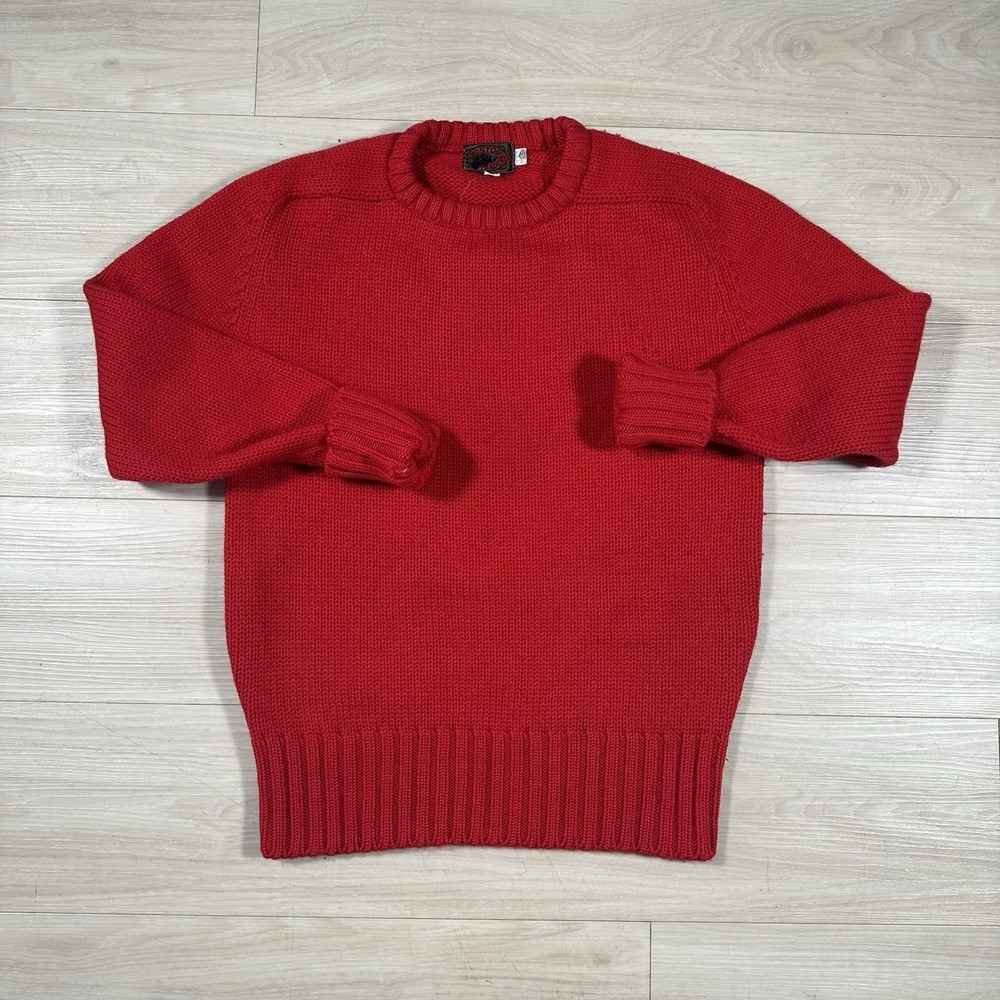 VINTAGE Boston Traders Sweater Women XL Red Shetland Pure Wool Pullover Ribbed